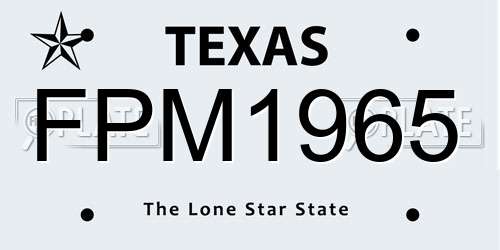 FPM1965 Texas License Plate