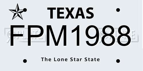 FPM1988 Texas License Plate