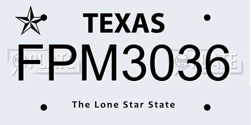 FPM3036 Texas License Plate