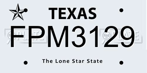 FPM3129 Texas License Plate