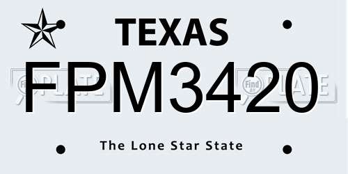FPM3420 Texas License Plate