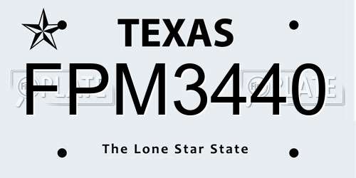 FPM3440 Texas License Plate