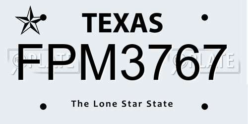 FPM3767 Texas License Plate