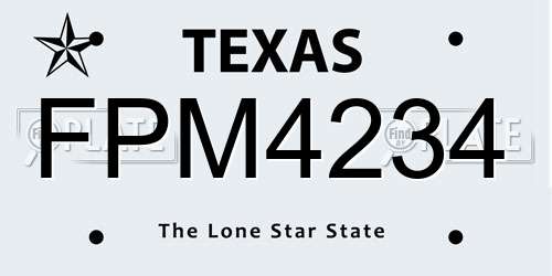 FPM4234 Texas License Plate