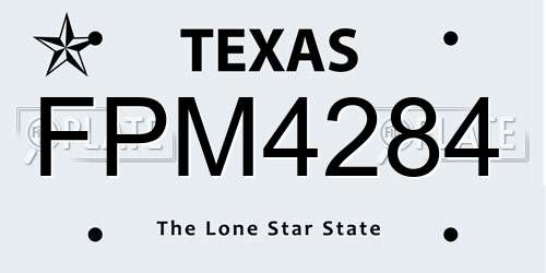 FPM4284 Texas License Plate