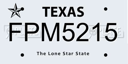 FPM5215 Texas License Plate