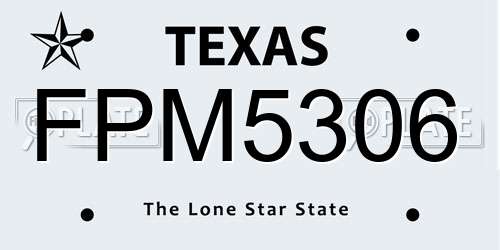 FPM5306 Texas License Plate