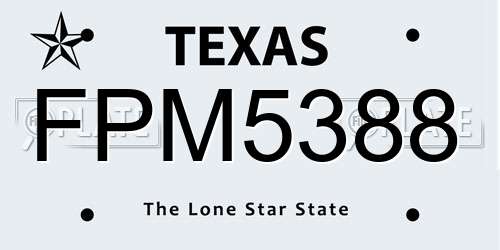 FPM5388 Texas License Plate