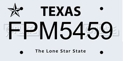 FPM5459 Texas License Plate