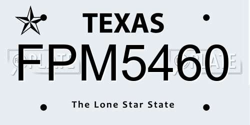 FPM5460 Texas License Plate