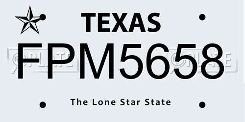 FPM5658 Texas License Plate
