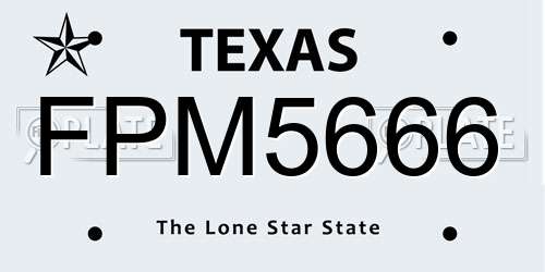 FPM5666 Texas License Plate