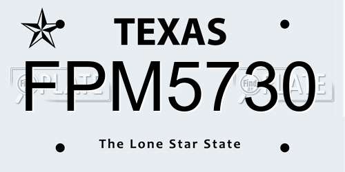 FPM5730 Texas License Plate