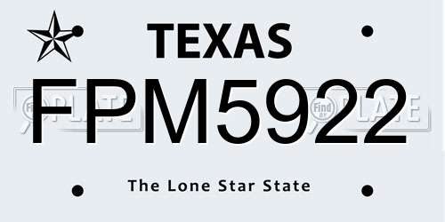FPM5922 Texas License Plate