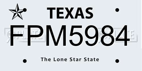 FPM5984 Texas License Plate
