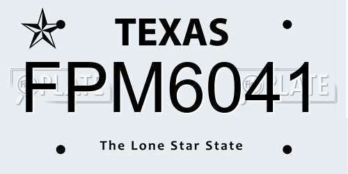 FPM6041 Texas License Plate