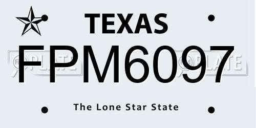 FPM6097 Texas License Plate