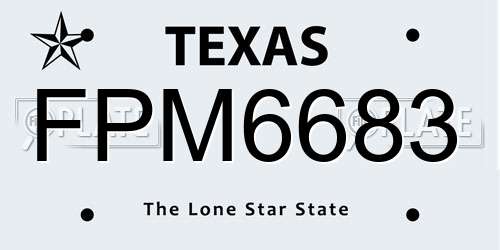 FPM6683 Texas License Plate