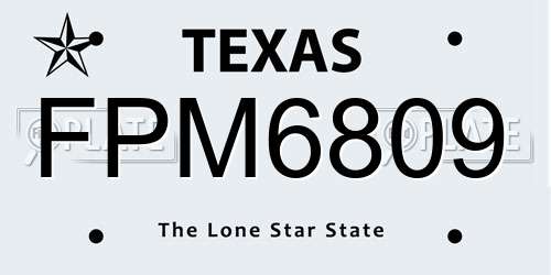 FPM6809 Texas License Plate