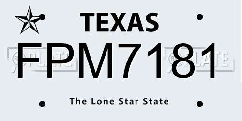 FPM7181 Texas License Plate