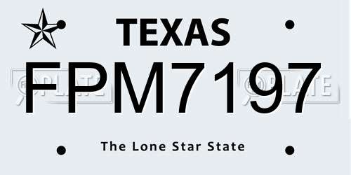 FPM7197 Texas License Plate
