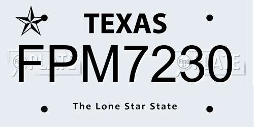FPM7230 Texas License Plate
