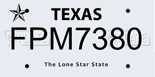 FPM7380 Texas License Plate