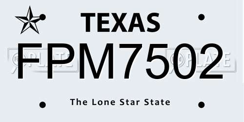 FPM7502 Texas License Plate