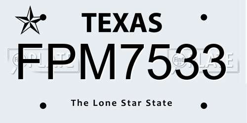 FPM7533 Texas License Plate
