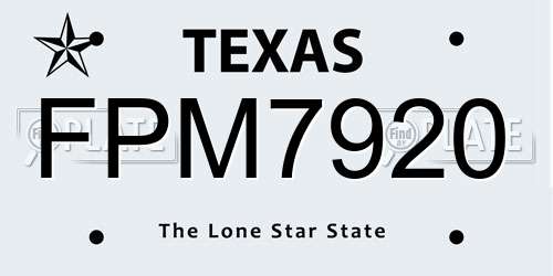 FPM7920 Texas License Plate