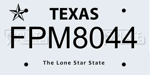 FPM8044 Texas License Plate