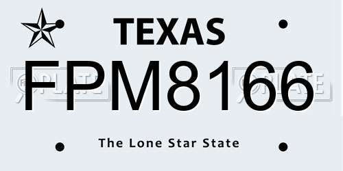 FPM8166 Texas License Plate