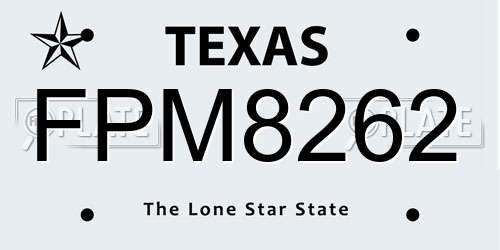 FPM8262 Texas License Plate
