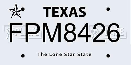 FPM8426 Texas License Plate