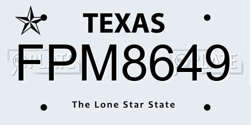 FPM8649 Texas License Plate