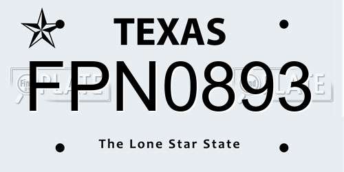 FPN0893 Texas License Plate