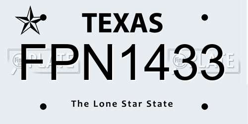 FPN1433 Texas License Plate