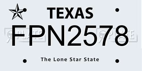 FPN2578 Texas License Plate