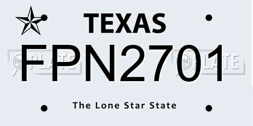 FPN2701 Texas License Plate
