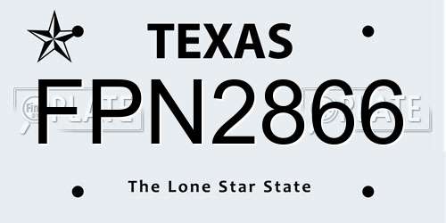 FPN2866 Texas License Plate