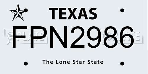 FPN2986 Texas License Plate