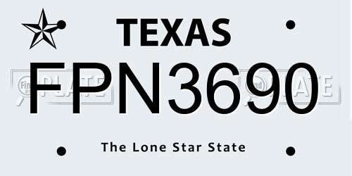 FPN3690 Texas License Plate