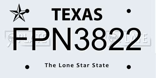 FPN3822 Texas License Plate