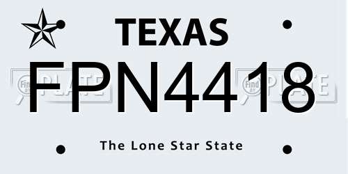 FPN4418 Texas License Plate