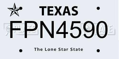 FPN4590 Texas License Plate