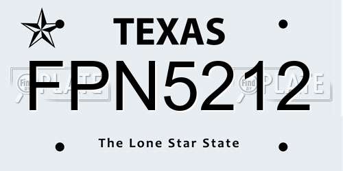 FPN5212 Texas License Plate