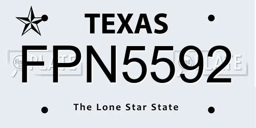 FPN5592 Texas License Plate
