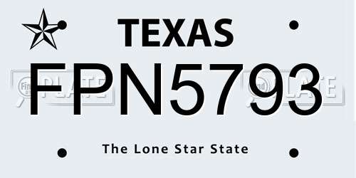 FPN5793 Texas License Plate