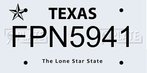 FPN5941 Texas License Plate