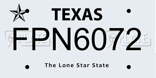 FPN6072 Texas License Plate